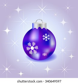 Purple New Years Ball on the grey background