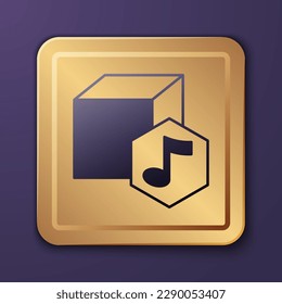 Purple NFT Digital crypto art icon isolated on purple background. Non fungible token. Gold square button. Vector