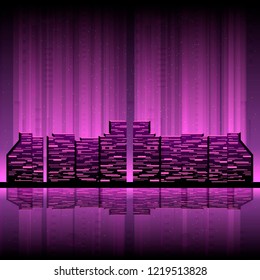 purple night city vector illustration