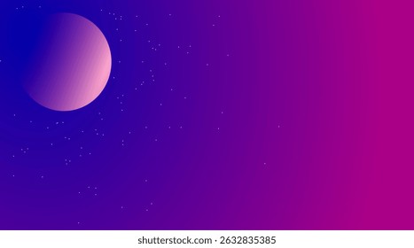 Purple Night Sky Gradient Moon Sci-Fi Vector Background