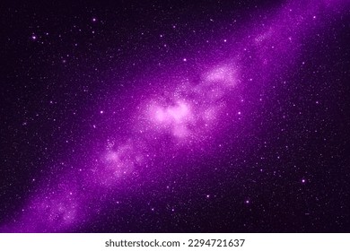 Purple night starry sky. Milky Way and stars. Space vector background