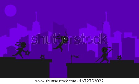 Purple Ninja Attack Ninja Background Vector City