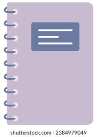 Purple notebook vector design concept isolated on white background.