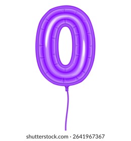 Purple Number 0 Balloon for Celebrations Vector format