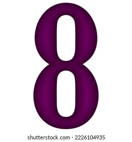 Purple Number Eight Vector Illustration. Number 8 Isolated On A White Background
