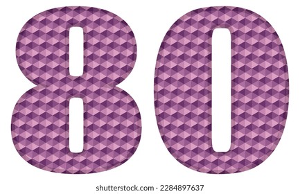 Purple Number Eighty Vector Illustration. Number 80 With Hexagonal Pattern Isolated On A White Background
