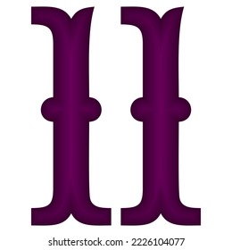 Purple Number Eleven Vector Illustration. Number 11 Isolated On A White Background
