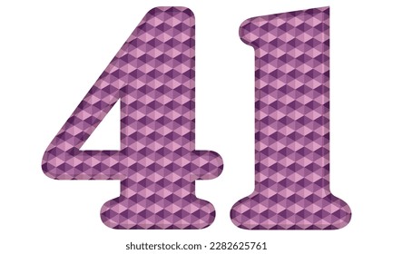 Purple Number Forty One Vector Illustration. Number 41 With Hexagonal Pattern Isolated On A White Background
