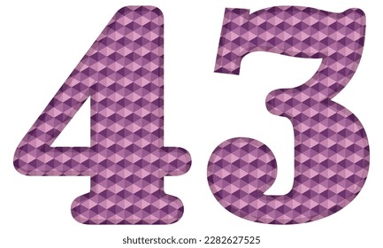 Purple Number Forty Three Vector Illustration. Number 43 With Hexagonal Pattern Isolated On A White Background
