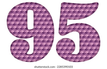 Purple Number Ninety Five Vector Illustration. Number 95 With Hexagonal Pattern Isolated On A White Background
