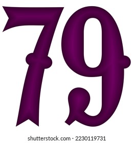 Purple Number Seventy Nine Vector Illustration. Number 79 Isolated On A White Background
