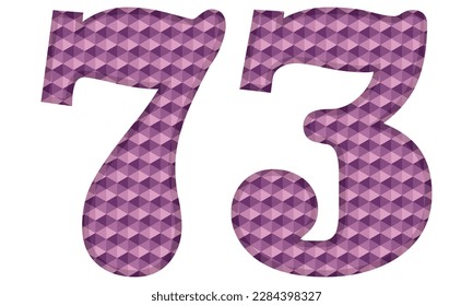 Purple Number Seventy Three Vector Illustration. Number 73 With Hexagonal Pattern Isolated On A White Background
