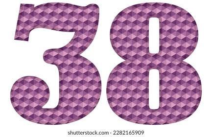 Purple Number Thirty Eight Vector Illustration. Number 38 With Hexagonal Pattern Isolated On A White Background
