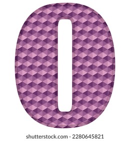 Purple Number Zero Vector Illustration. Number 0 With Hexagonal Pattern Isolated On A White Background
