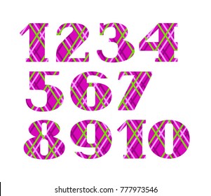 Purple numbers with serif. Thin colored lines on a purple field. The geometrical pattern. 