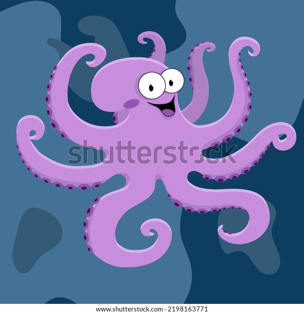 Purple Octopus Cartoon Character Cute Octopus Stock Vector Royalty