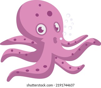 Purple Octopus Concept, Floating in water vector color icon design, Deep sea creature symbol, Aquatic Elements Sign, Underwater animal stock illustration