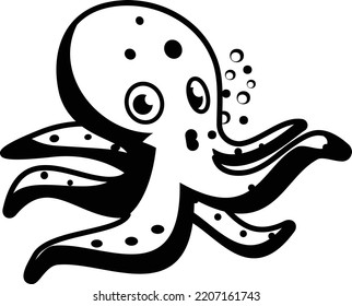 Purple Octopus Concept, Floating in water vector icon design, Aquascaping creature symbol, Aquarium pet Sign, Underwater animal stock illustration