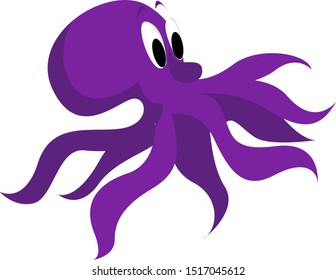 Purple octopus, illustration, vector on white background.