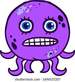 Pulpo púrpura, ilustración, vector sobre fondo blanco