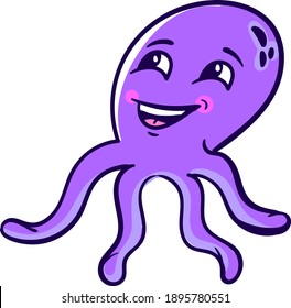Purple octopus, illustration, vector on a white background.