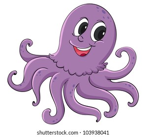 Purple octopus on a white background