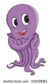 Purple octopus on a white background