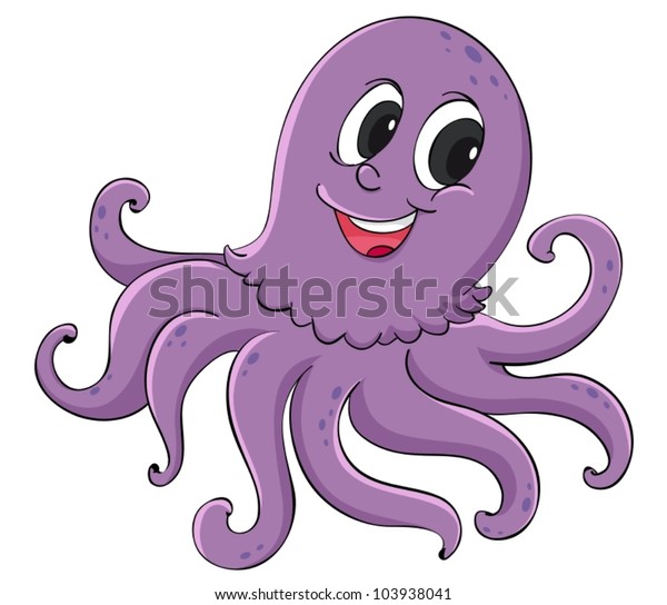 Purple Octopus On White Background Stock Vector (Royalty Free) 103938041