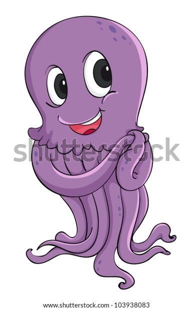 Purple Octopus On White Background Stock Vector (Royalty Free) 103938083