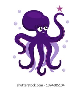 purple octopus with a pink talking starfish