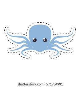 purple octopus sea life cut line vector illustration eps 10