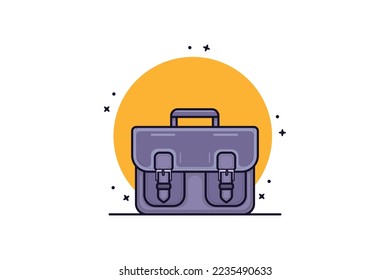 Purple Office Briefcase oder Bag Vektorgrafik. Bildung, Lernen, Wirtschaft, Finanzen Objekt Symbol Konzept. Office-Briefkasten, Vektordesign mit Schatten auf weißem Hintergrund.