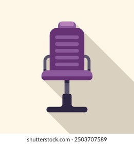 Purple office chair stands alone, its ergonomic design hinting at long hours of work