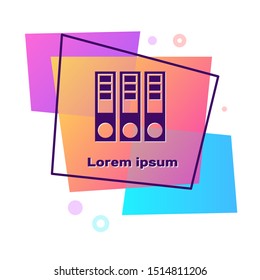 Purple Office folders with papers and documents icon isolated on white background. Office binders. Archives folder sign. Color rectangle button. Vector Illustration