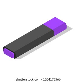 Purple office marker icon set. Isometric set of purple office marker vector icons for web design isolated on white background