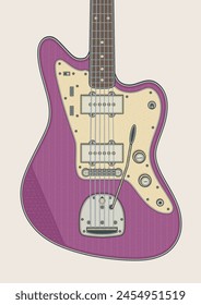 Purple offset body electric guitar