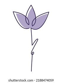 flor morada de una línea sobre blanco