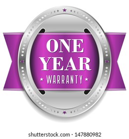Purple one year warranty button