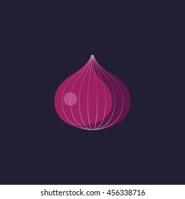 purple onion icon in flat style