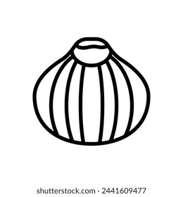 Lila Zwiebel Symbol in Vektor. Firmenzeichen
