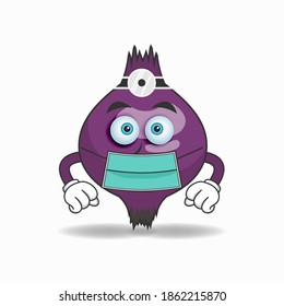 The Purple Onion mascot character becomes a doctor. vector illustration