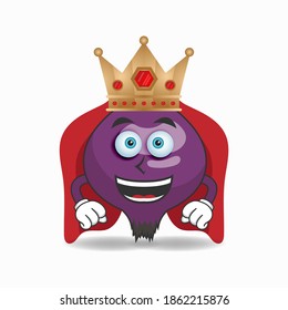 The Purple Onion mascot character becomes a king. vector illustration