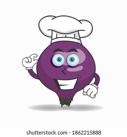 The Purple Onion mascot character becomes a chef. vector illustration