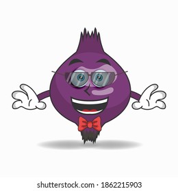 The Purple Onion mascot character becomes a businessman. vector illustration