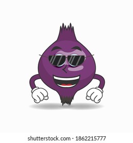 Purple Onion mascot character with sunglasses. vector illustration