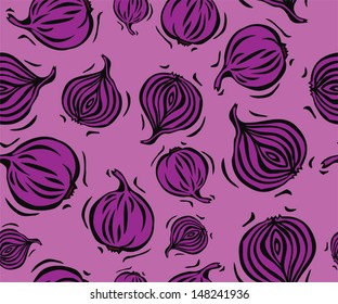 Purple Onion Seamless Pattern