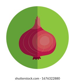 purple onion vegetable in frame circular vector illustration design