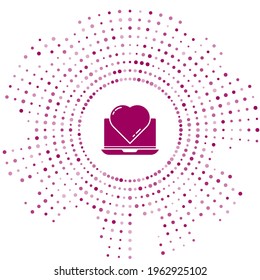Purple Online dating app and chat icon isolated on white background. International Happy Women Day. Abstract circle random dots. Vector Illustration