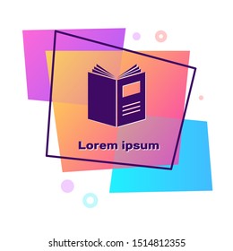 Purple Open book icon isolated on white background. Color rectangle button. Vector Illustration