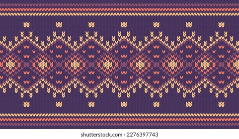 Purple and oragne Square table knitting pattern, Seamless Knitted Pattern